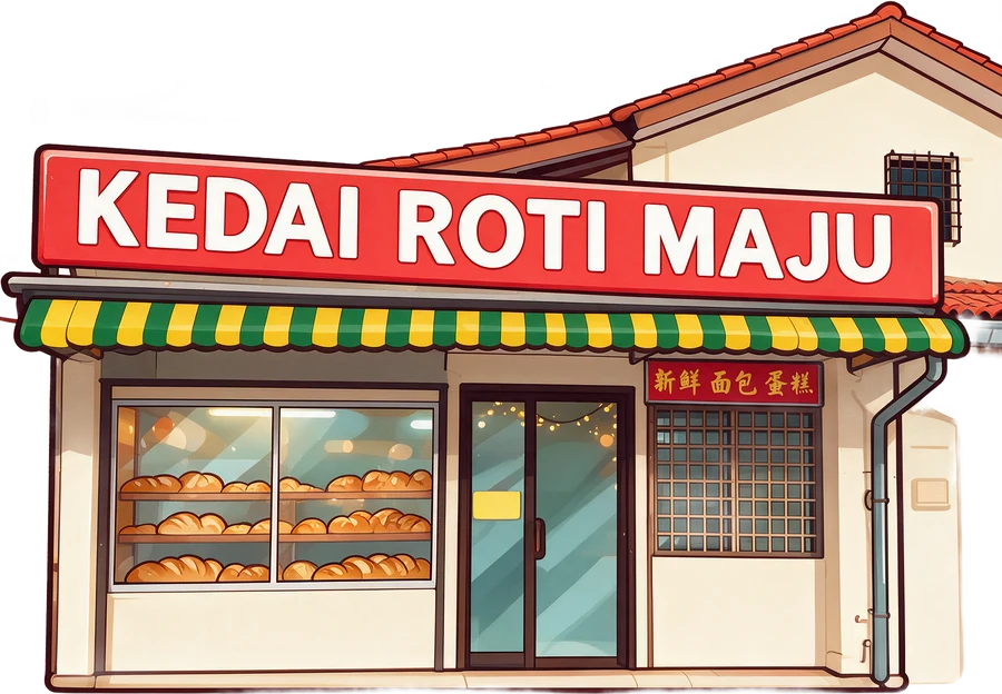 Cartoon bakery facade cut-out